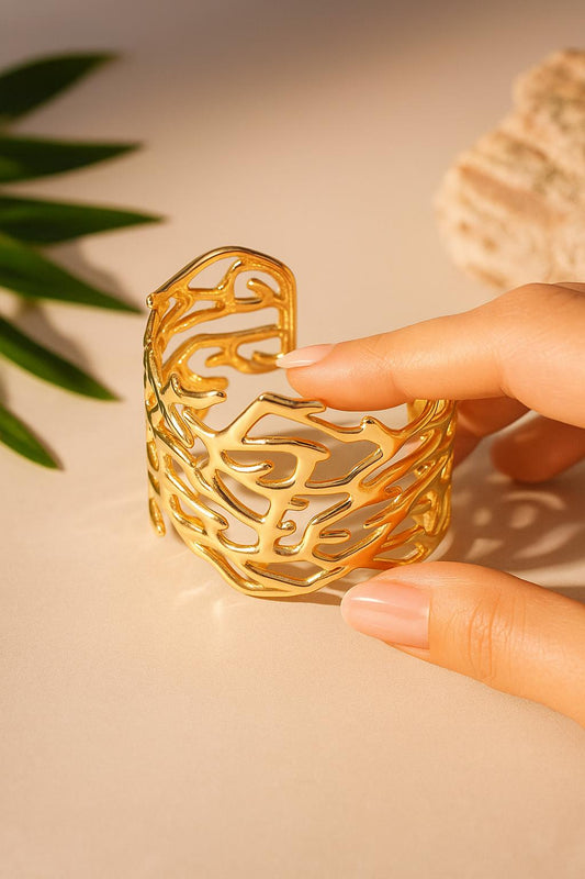 Golden coral stainless steel cuff  Bracelet